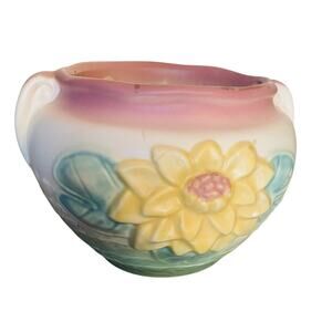 Vintage 1948 Hull Art Pottery Water Lily Jardiniere Planter L-23-5½ USA Floral